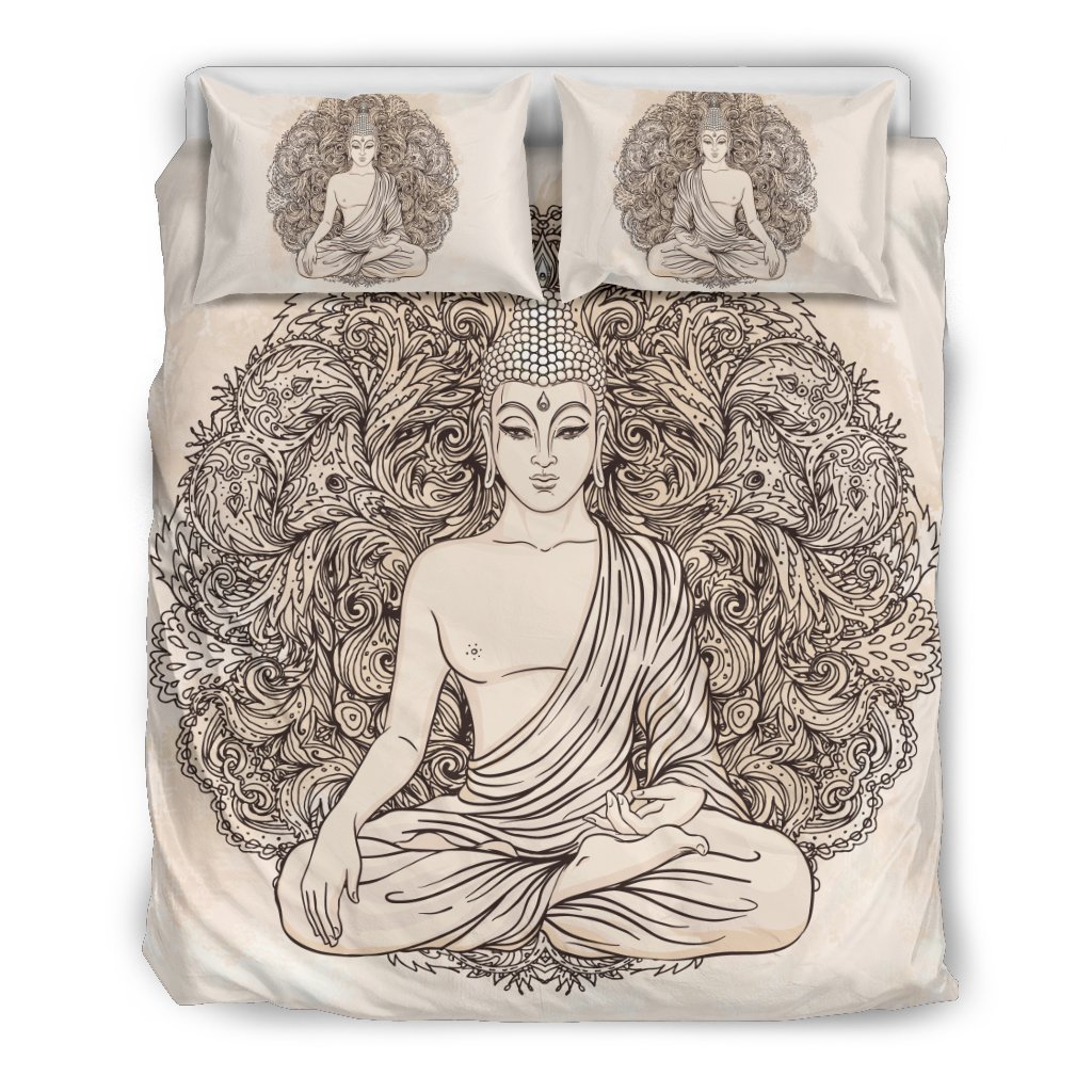 Beige Buddha Mandala Bedding Comforter Set For Bedroom
