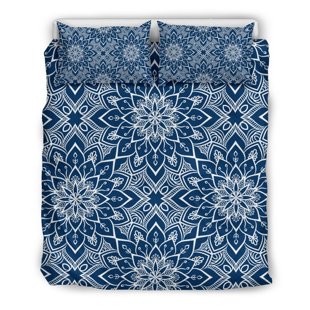 Blue And White Bohemian Mandala Bedding Comforter Set For Bedroom