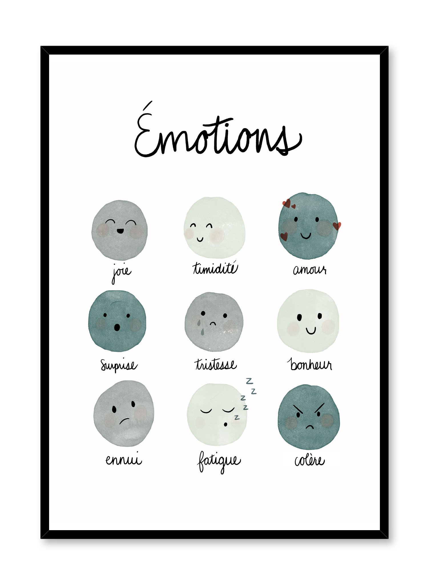Blue Emotions In French Poster Prints Wall Art Gift For Home Decoration 12x18 16x24 20x30 24x36 Inches