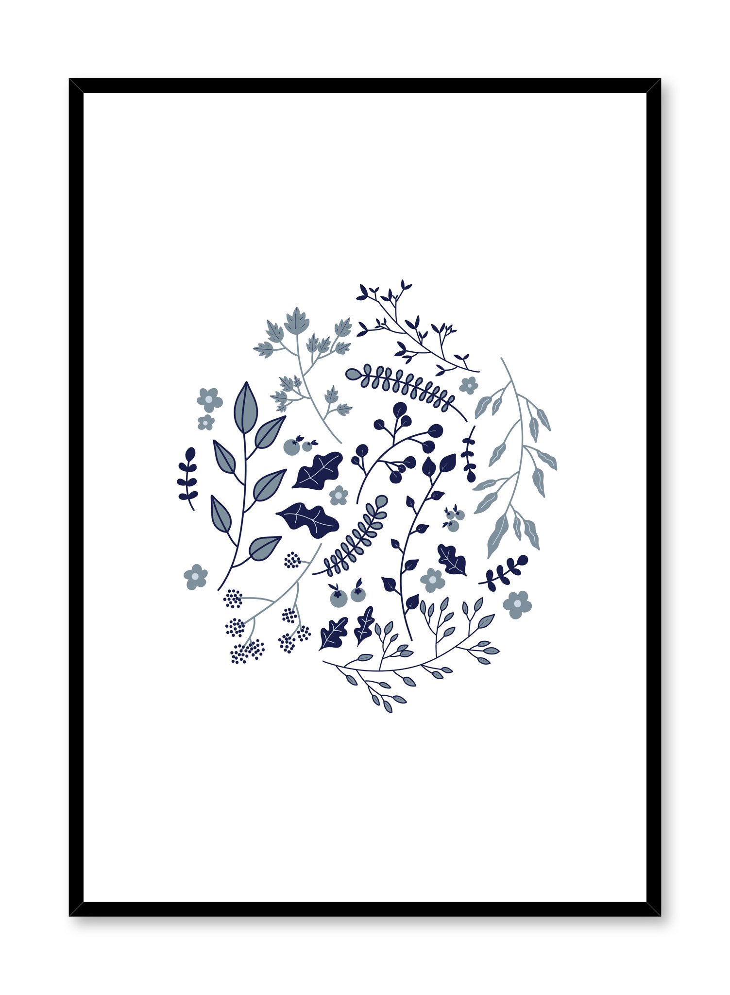 Botanicals In Blue Poster Prints Wall Art Gift For Home Decoration 12x18 16x24 20x30 24x36 Inches