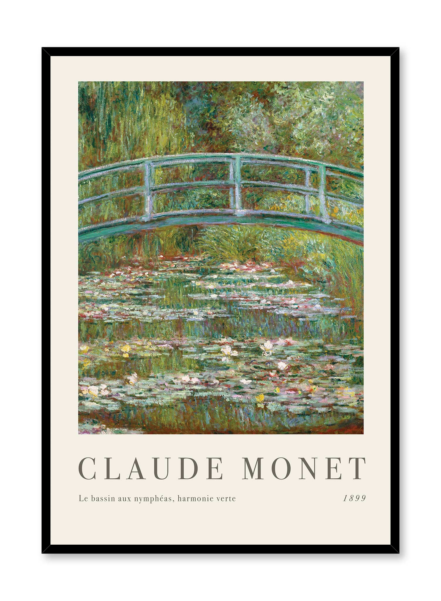 Bridge Over A Pond Of Water Lilies Poster Prints Wall Art Gift For Home Decoration 12x18 16x24 20x30 24x36 Inches