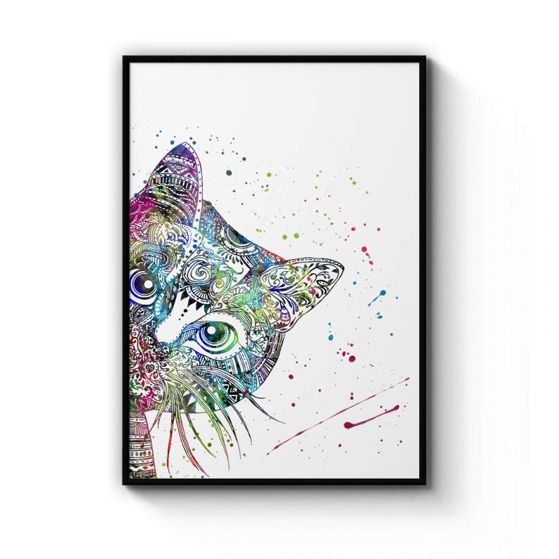 Cat Mandala Beautiful Portrait Painting Peaceful Animal Calm Kitten Nursery Gift , Poster Prints Wall Art Gift For Home Decoration 12x18 16x24 20x30 24x36 Inches