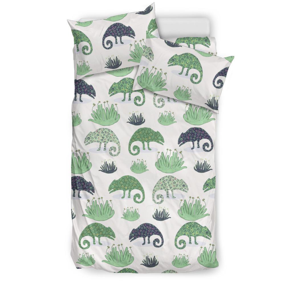 Chameleon Lizard Succulent Plant Pattern Bedding Comforter Set