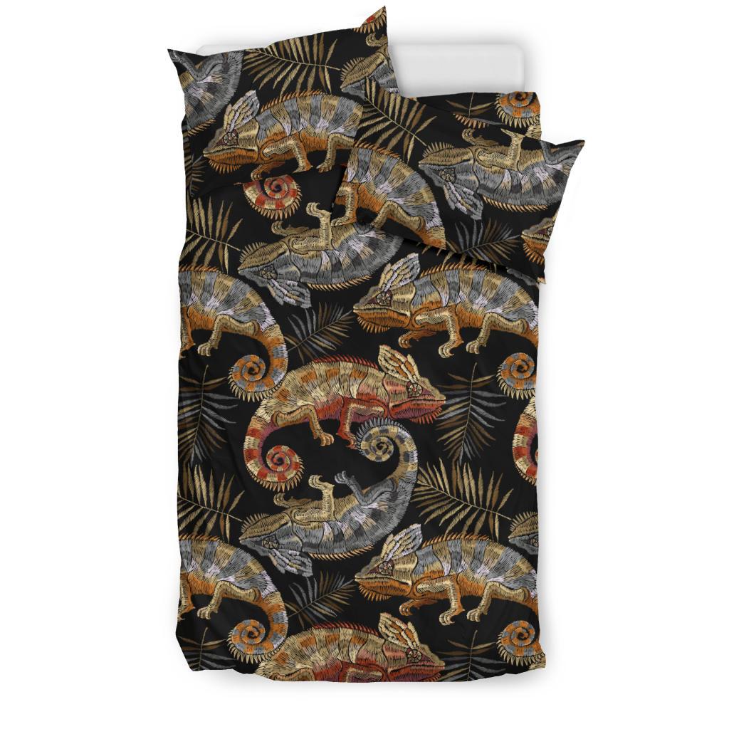 Chameleon Lizard Tropical Leaves Palm Tree Bedding Comforter Set