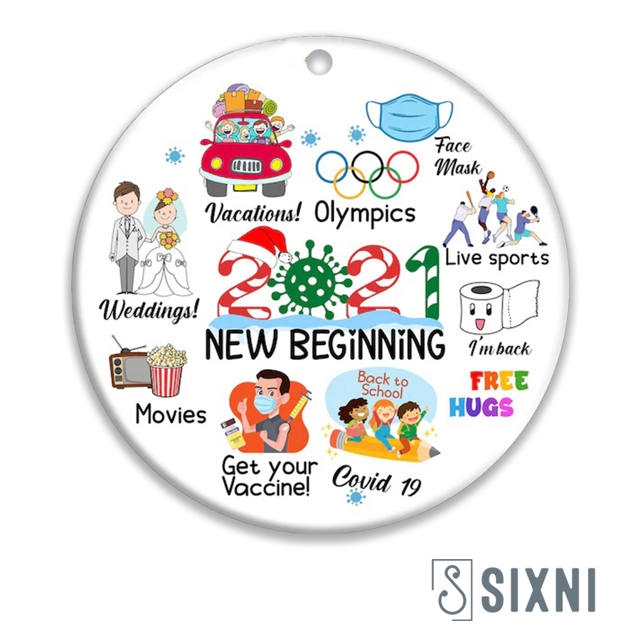 Christmas Ceramic Ornament 2021 New Beginning Gift For Home Decoration Circle Heart Oval Star Shape