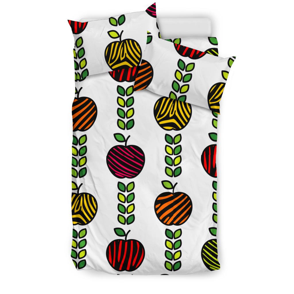 Colorful Apples Leave Zebra Stripe Bedding Comforter Set