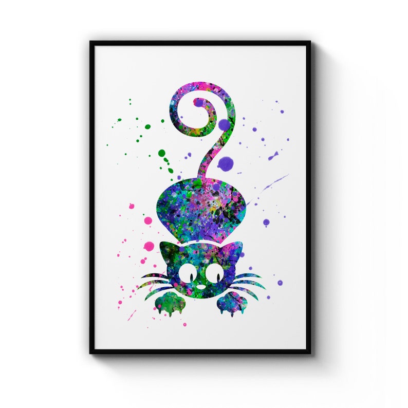 Cute Cat Painting Nursery Animal Baby Gift , Poster Prints Wall Art Gift For Home Decoration 12x18 16x24 20x30 24x36 Inches