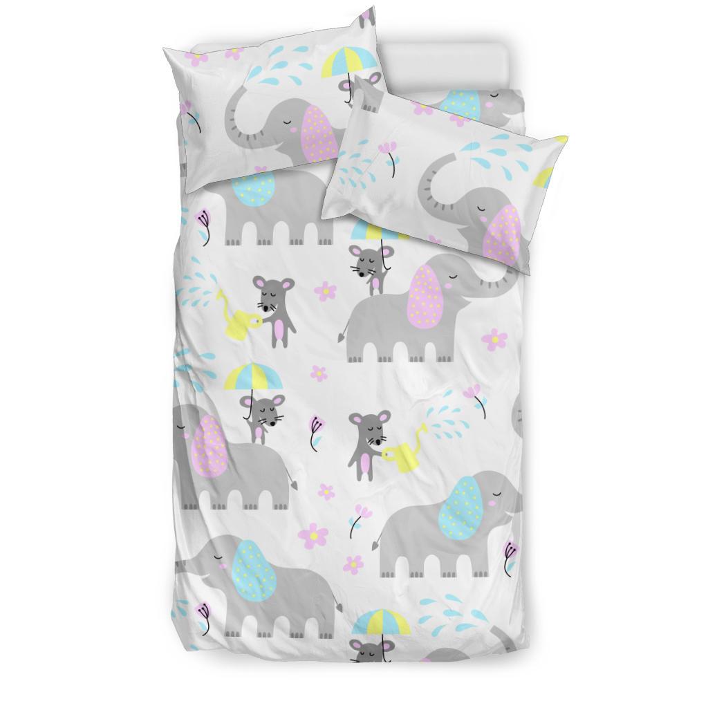 Cute Elephant Mouse Pattern Bedding Comforter Set