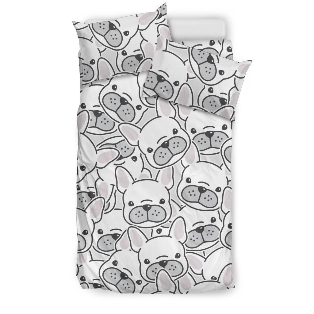 Cute French Bulldog Head Pattern Bedding Comforter Set