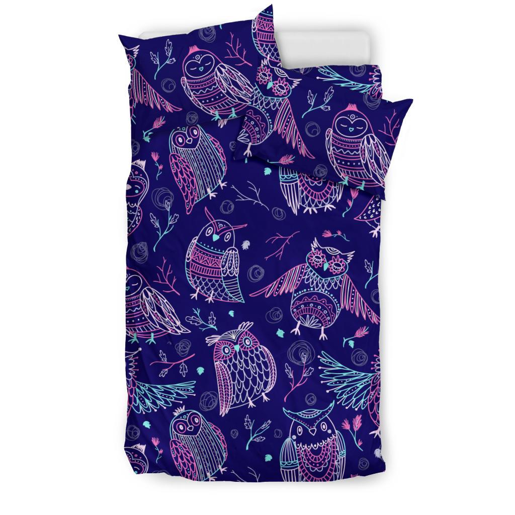 Cute Owls Pattern Boho Style Ornament Bedding Comforter Set