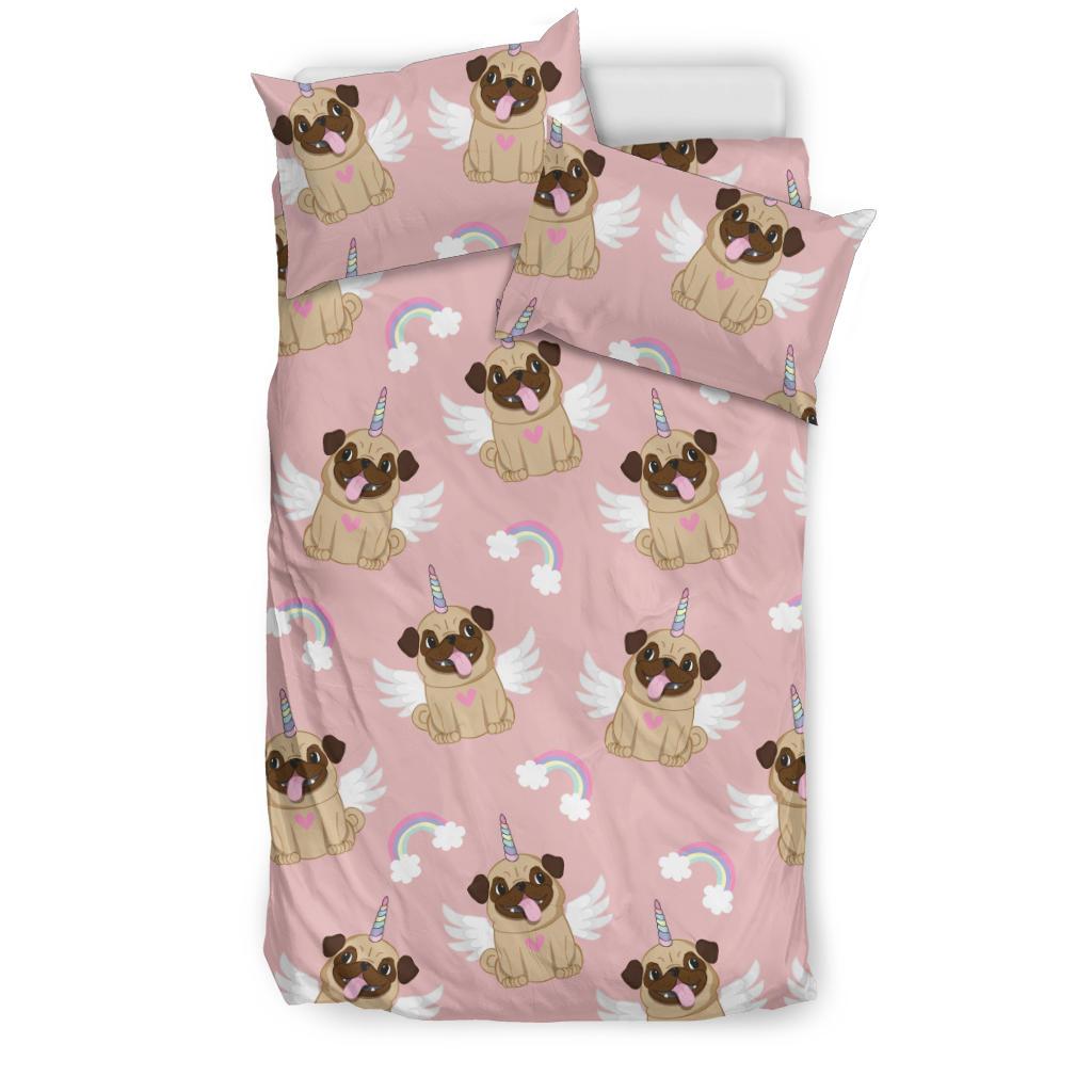 Cute Unicorn Pug Pattern Bedding Comforter Set
