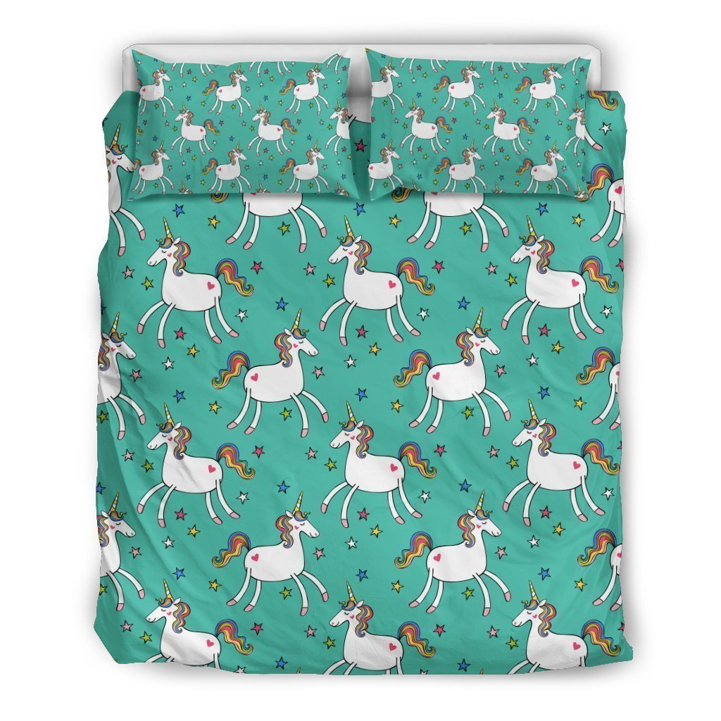 Doodle Unicorn Pattern Bedding Comforter Set For Bedroom