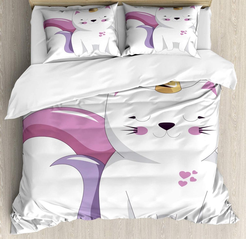 Fictitious Horned Character Face Expression Girls Bedding Comforter Set For Bedroom