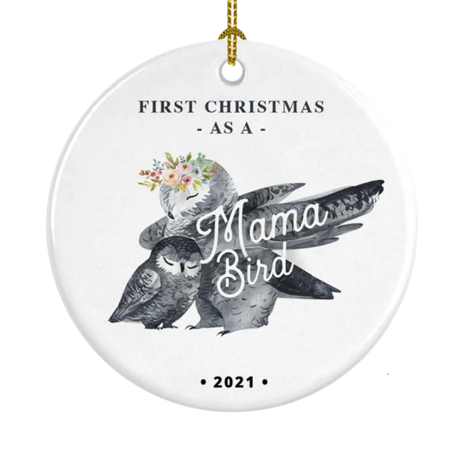 First Christmas As A Mama Bird Ceramic Ornament Gift For Home Decoration Circle Heart Oval Star Shape