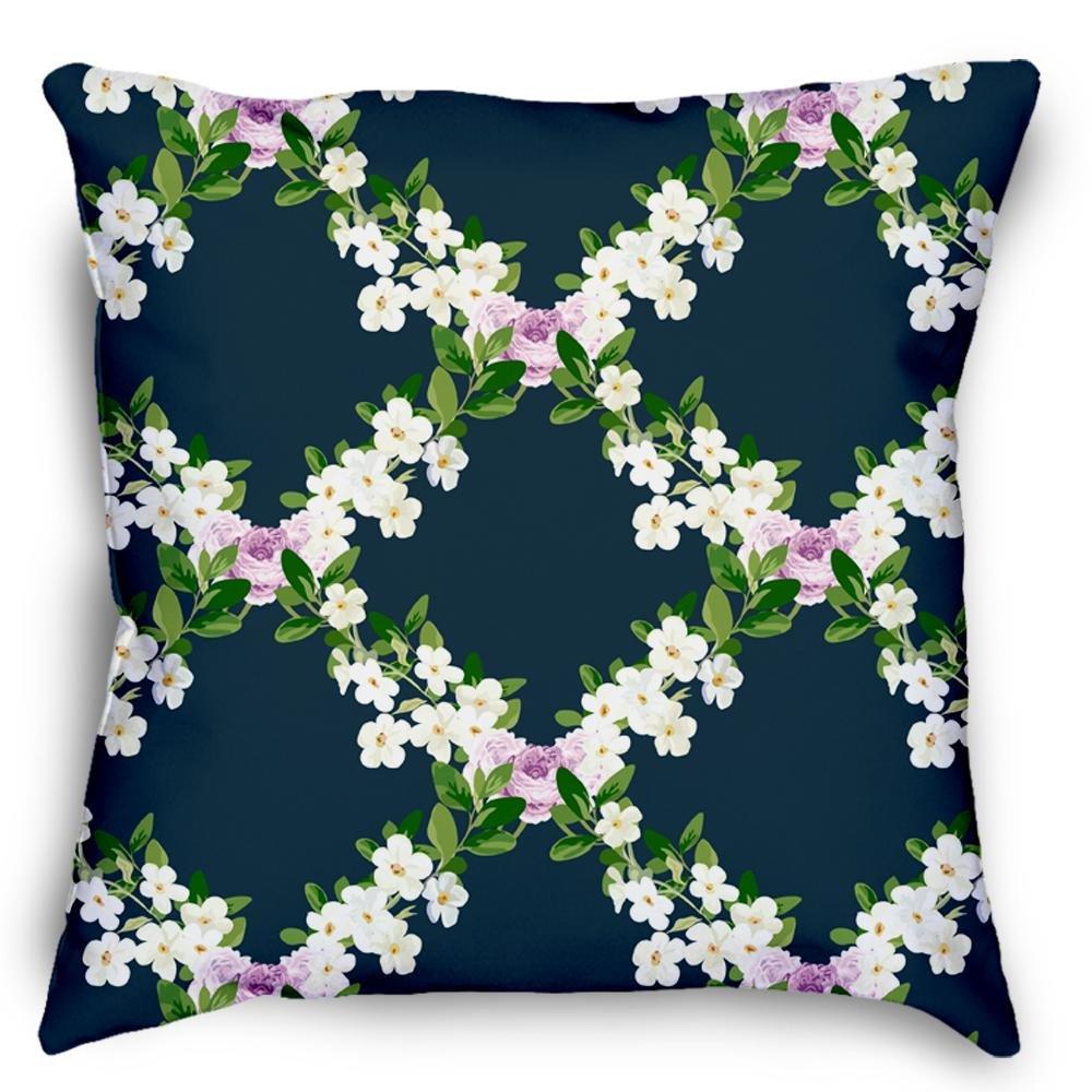 Floral Lattice Pillow Cover Square Pillow Decorative Gift For Home Decoration 45x45cm