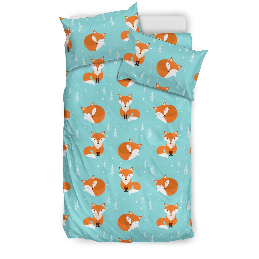 Fox Pattern Blue B Ackground Bedding Comforter Set
