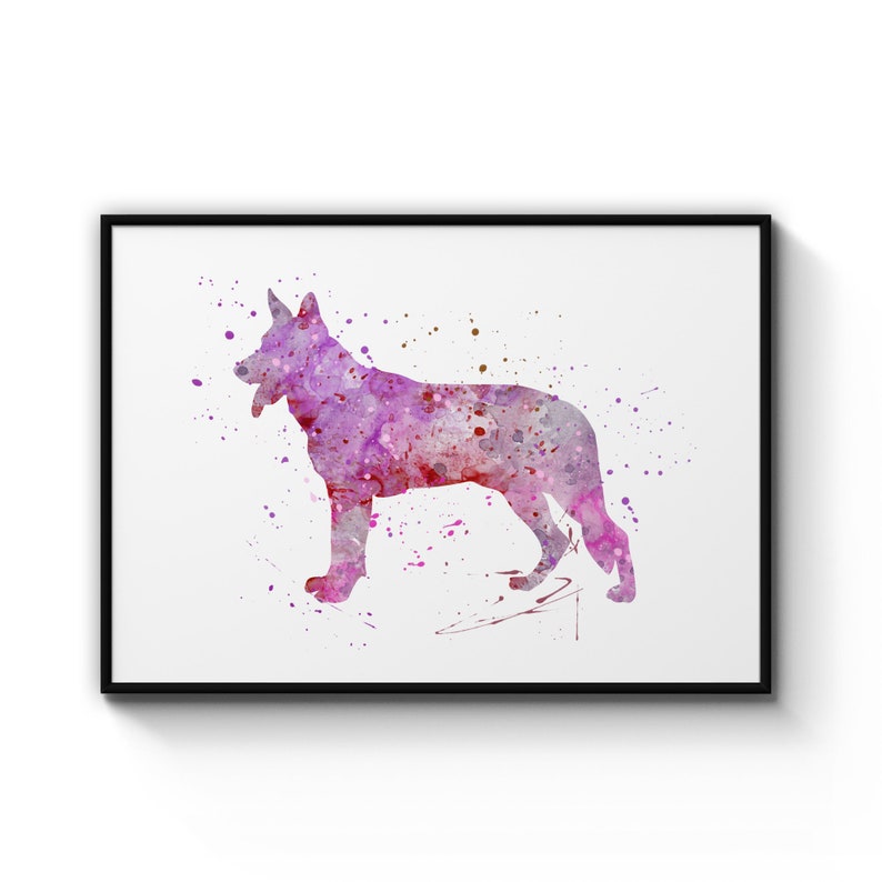 German Shepherd Pink Dog Alsatian Nursery Animal Poster Prints Wall Art Gift For Home Decoration 12x18 16x24 20x30 24x36 Inches