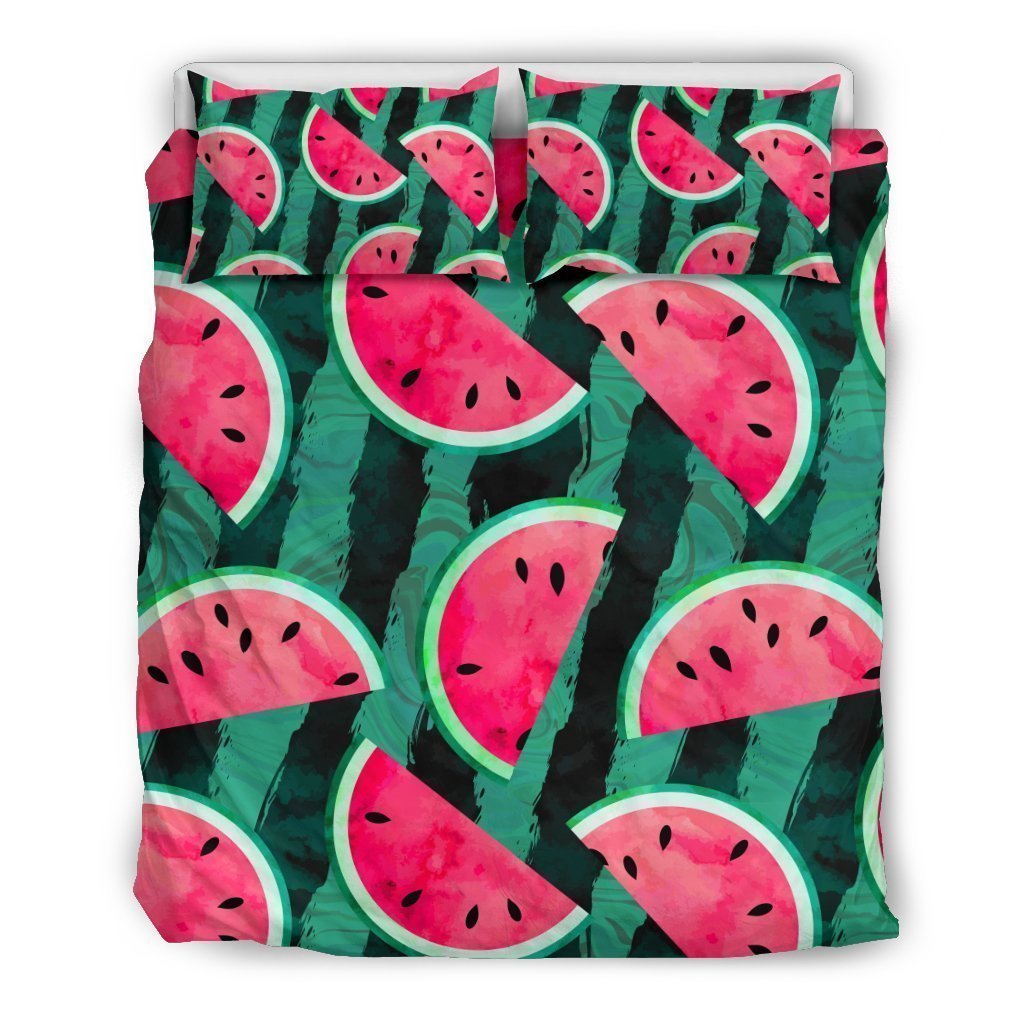 Green Striped Watermelon Pattern Bedding Comforter Set For Bedroom