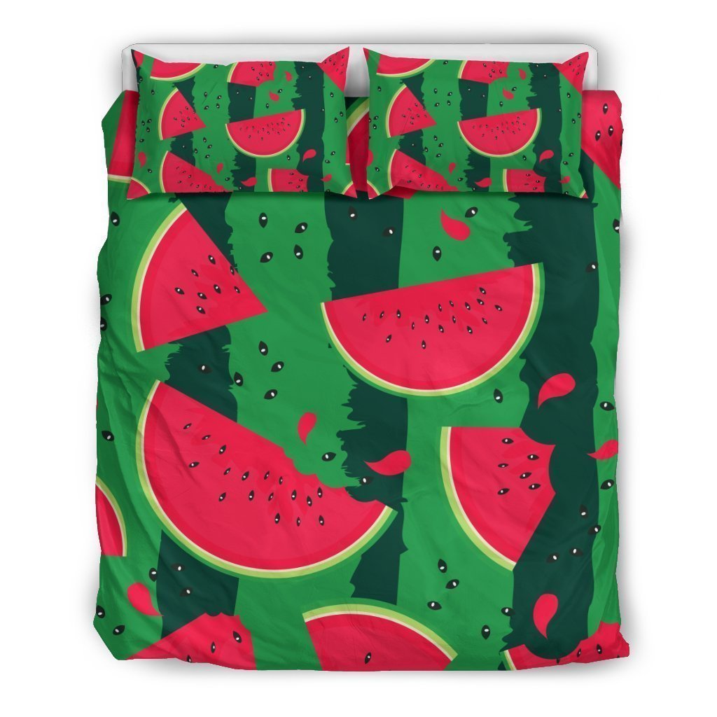 Green Stripes Watermelon Pattern Bedding Comforter Set For Bedroom