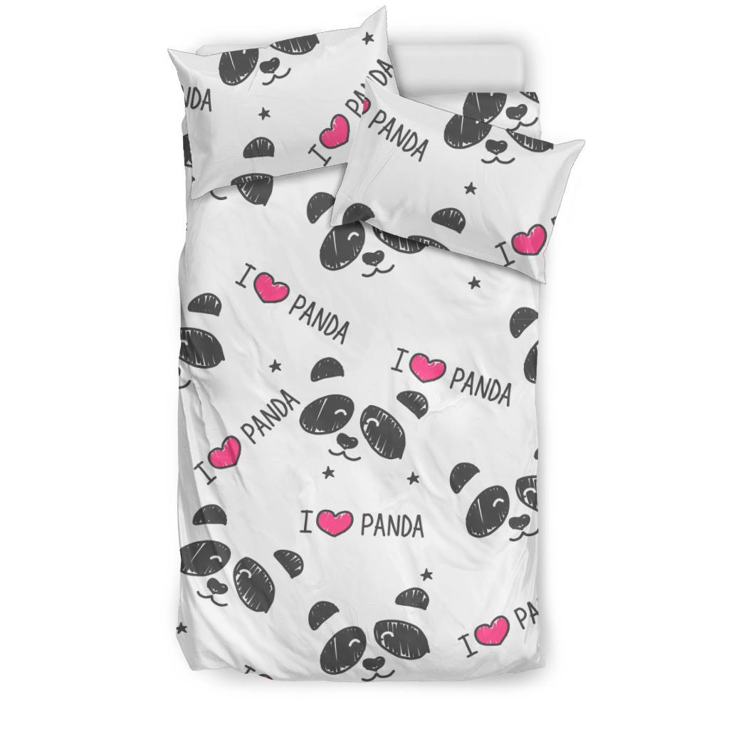 Hand Drawn Faces Of Pandas Pattern Bedding Comforter Set