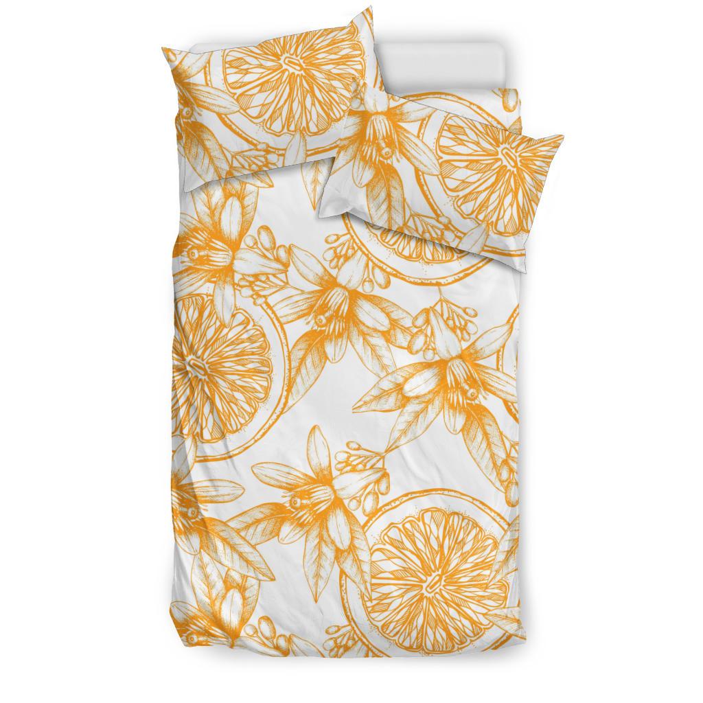 Hand Drawn Orange Fruit Pattern Bedding Comforter Set