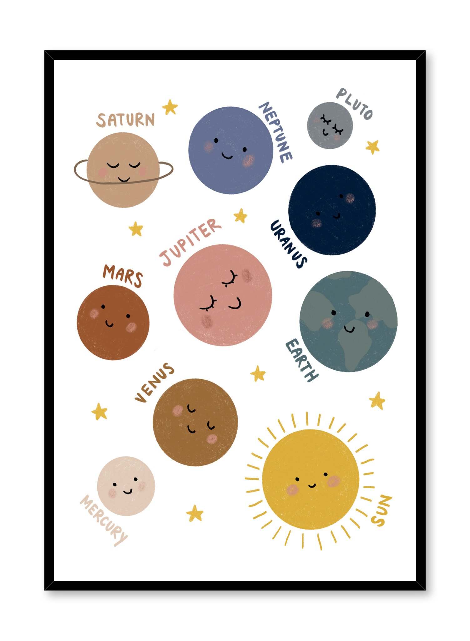 Happy Planets Poster Prints Wall Art Gift For Home Decoration 12x18 16x24 20x30 24x36 Inches