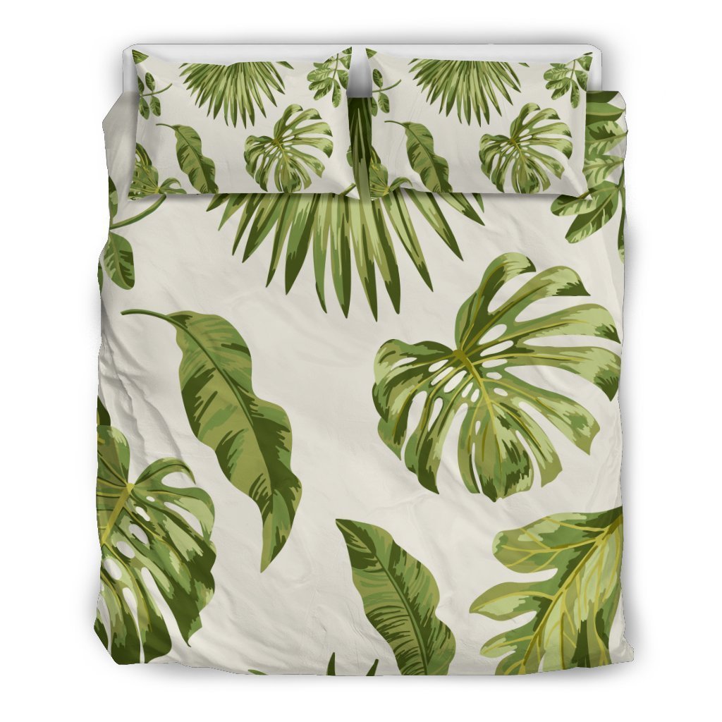 Light Tropical Leaf Pattern Bedding Comforter Set For Bedroom