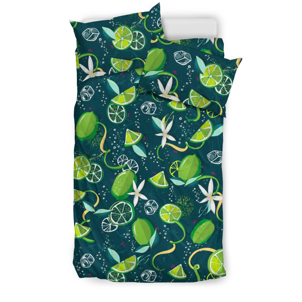 Lime Ice Flower Pattern Bedding Comforter Set