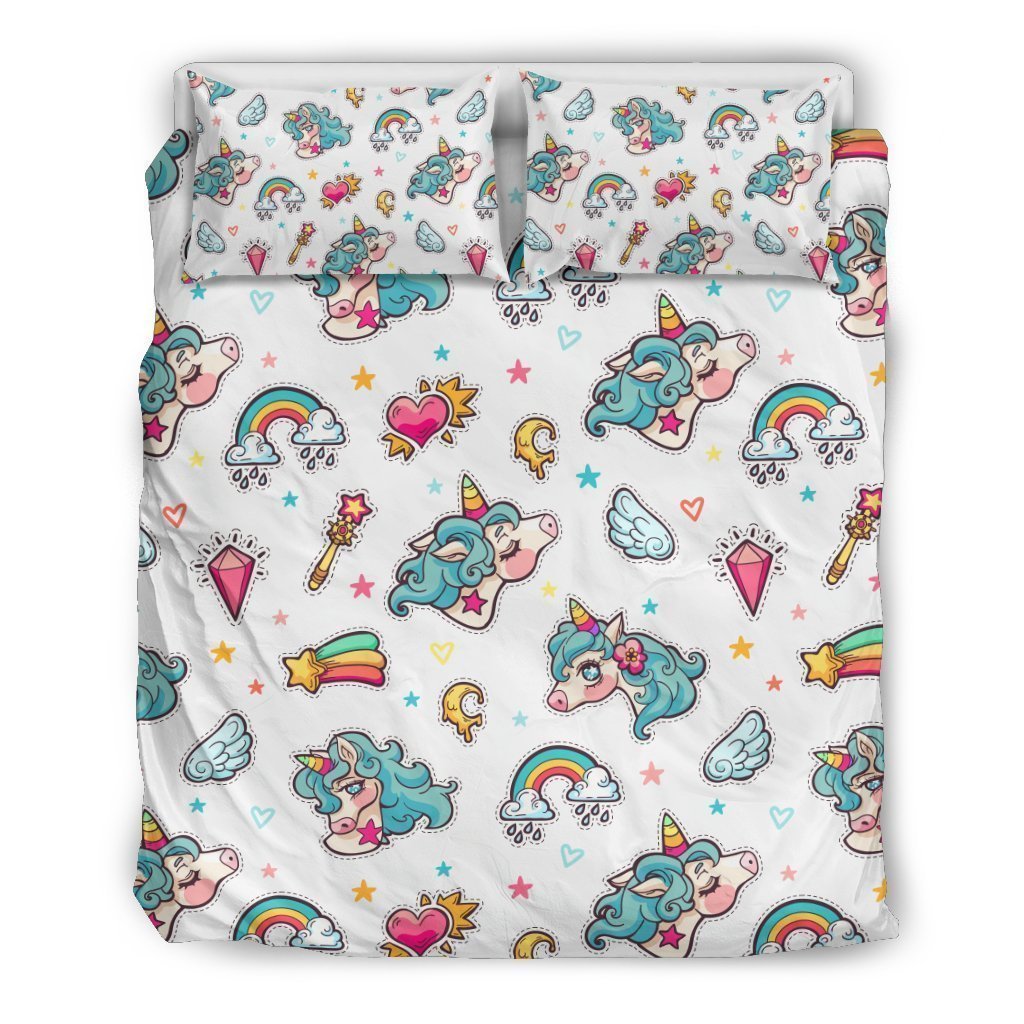 Little Girly Unicorn Pattern Bedding Comforter Set For Bedroom
