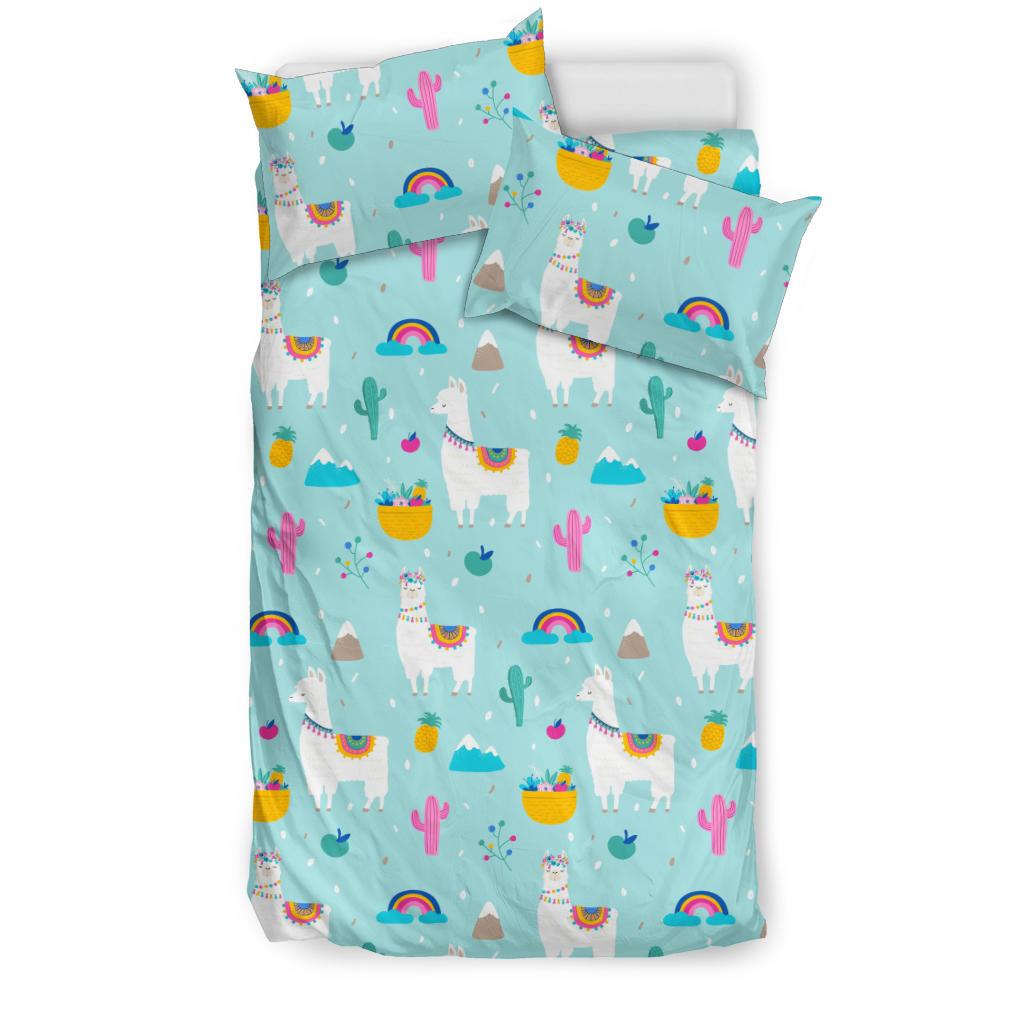 Llama Alpaca Cactus Leaves Pattern Bedding Comforter Set