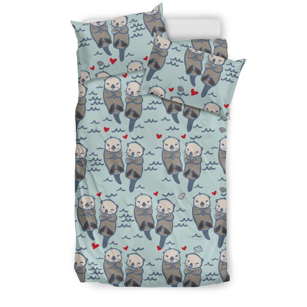 Lovely Sea Otter Pattern Bedding Comforter Set