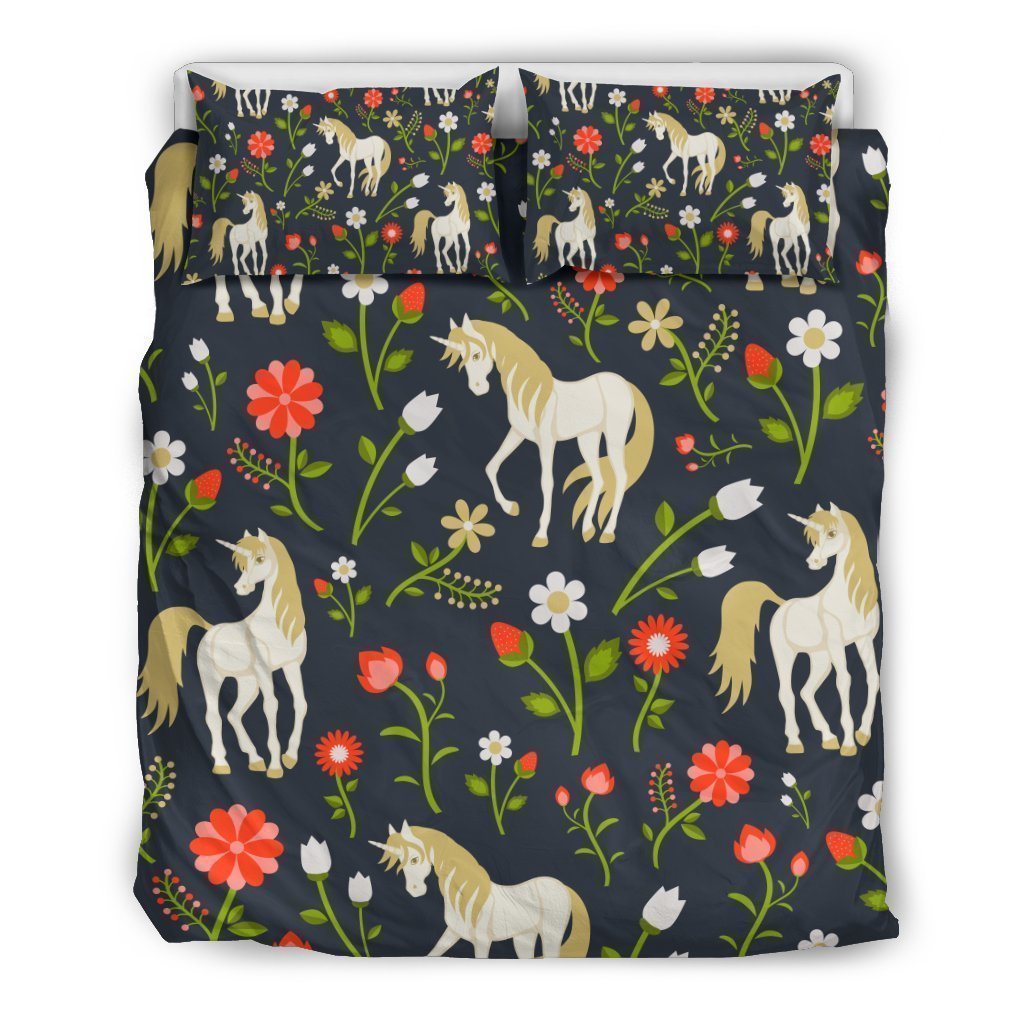 Magic Floral Unicorn Pattern Bedding Comforter Set For Bedroom