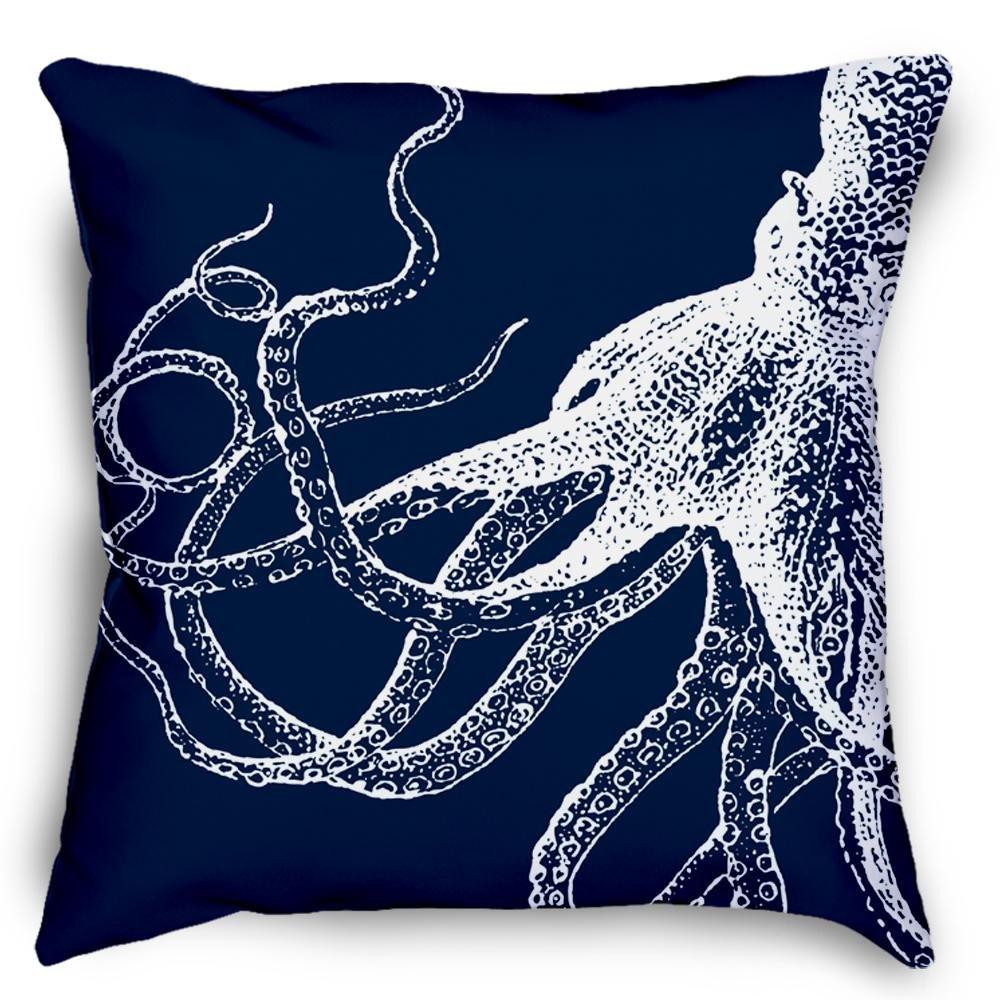 Navy Blue Nautical Octopus Pillow Cover Square Pillow Decorative Gift For Home Decoration 45x45cm
