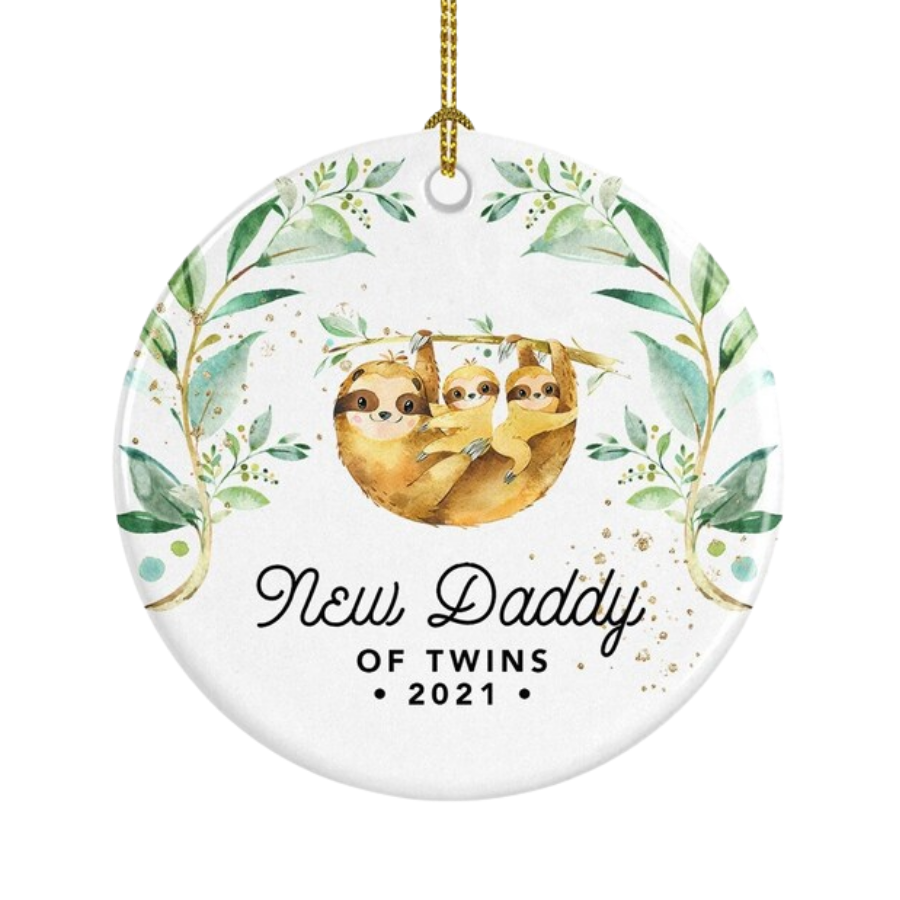 New Daddy Of Twins Ceramic Ornament Gift For Home Decoration Circle Heart Oval Star Shape