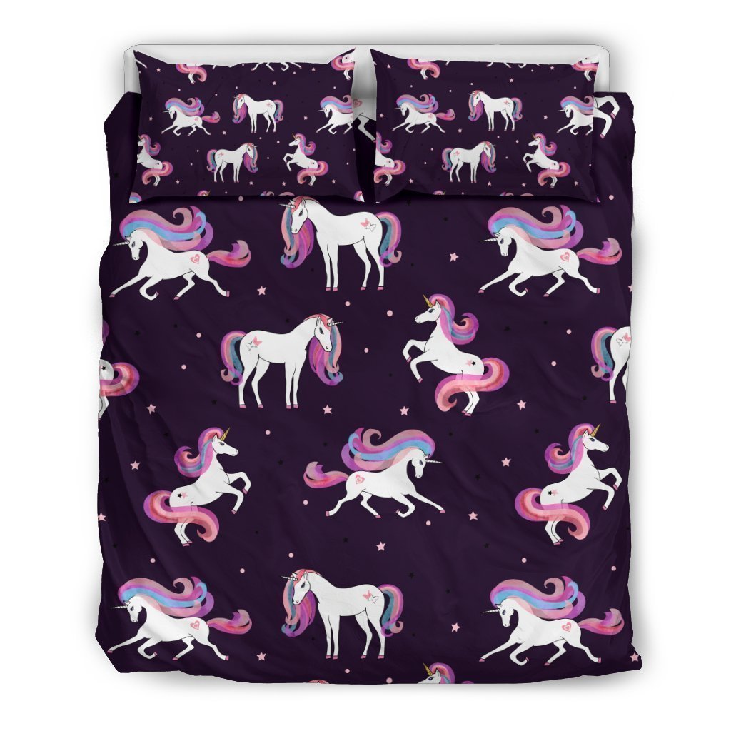 Night Girly Unicorn Pattern Bedding Comforter Set For Bedroom
