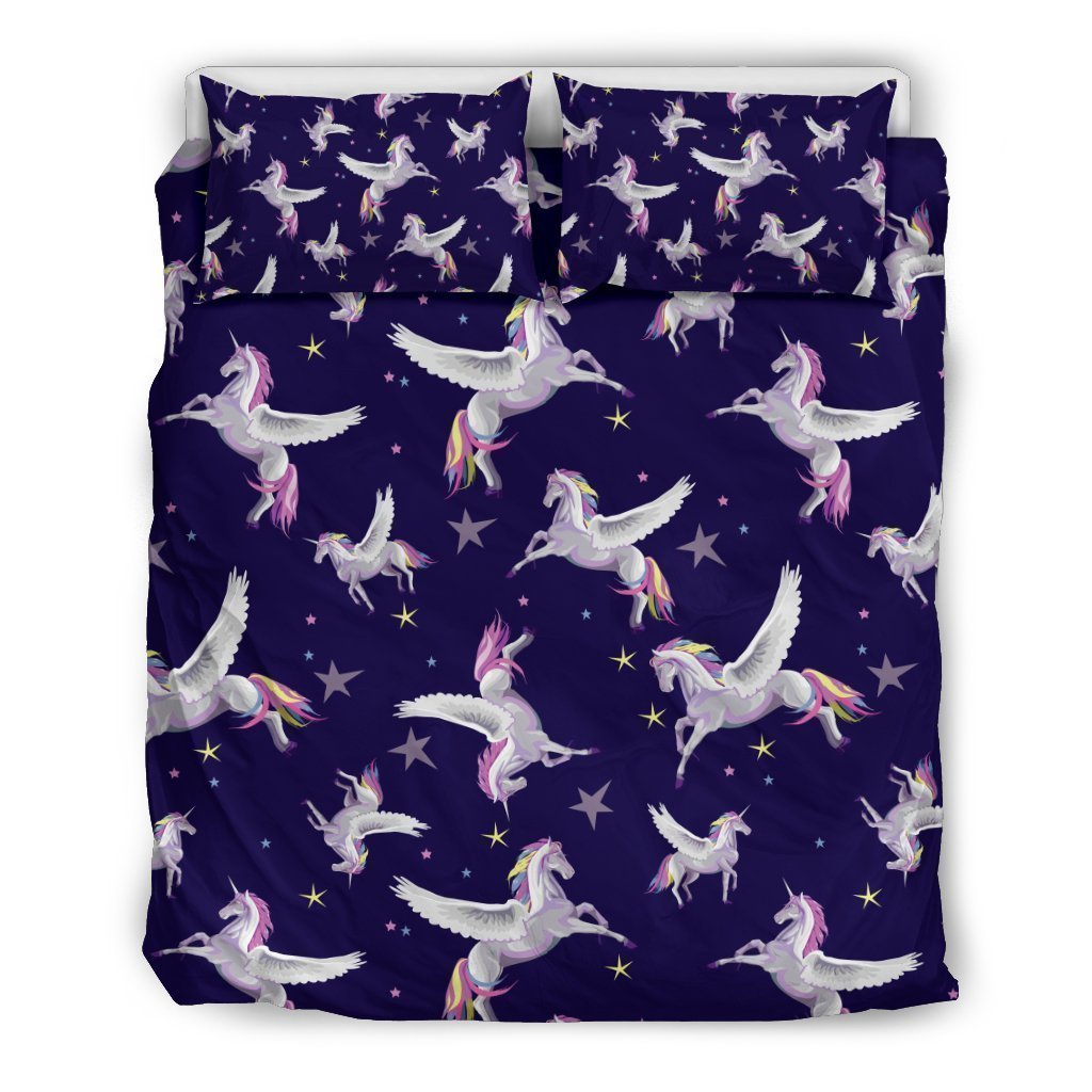 Night Winged Unicorn Pattern Bedding Comforter Set For Bedroom