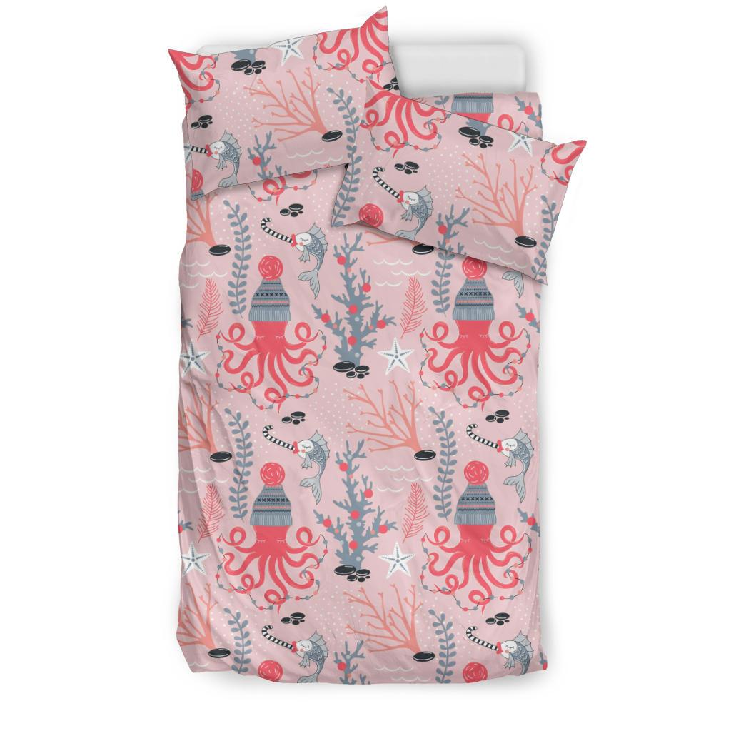 Octopus Winter Hat Garland Fish Candy Seaweed Coral Starfish Bedding Comforter Set