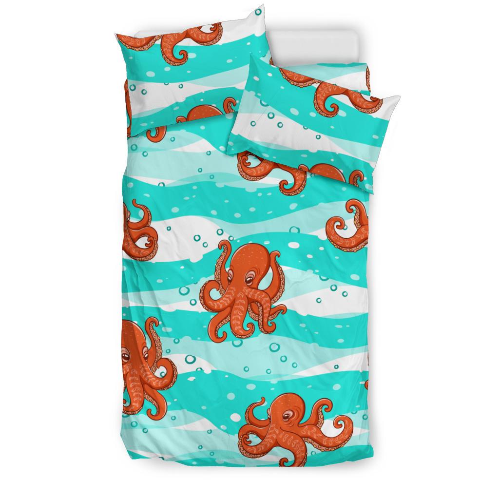 Octopuses Sea Wave Background Bedding Comforter Set