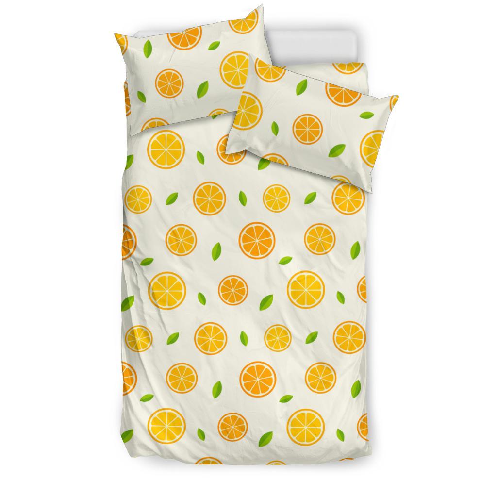 Oranges Leaves Pattern Bedding Comforter Set