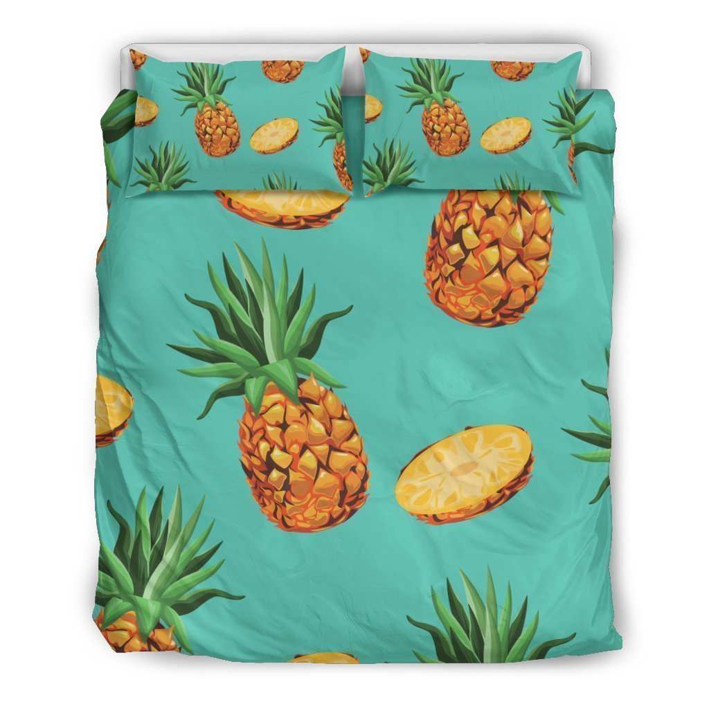 Pastel Turquoise Pineapple Pattern Bedding Comforter Set For Bedroom