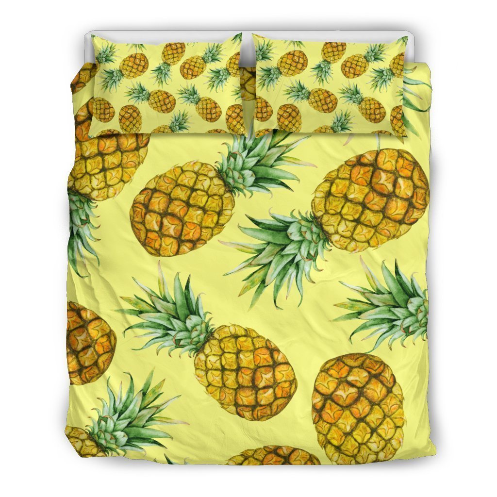 Pastel Yellow Pineapple Pattern Bedding Comforter Set For Bedroom