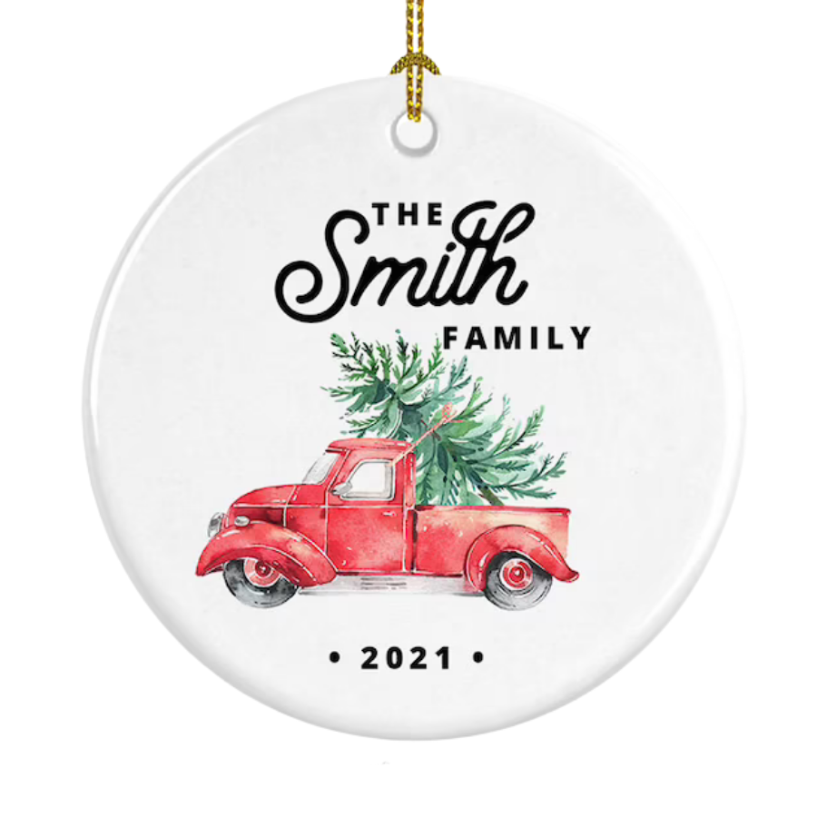 Personalised Family Christmas Ceramic Ornament Gift For Home Decoration Circle Heart Oval Star Shape