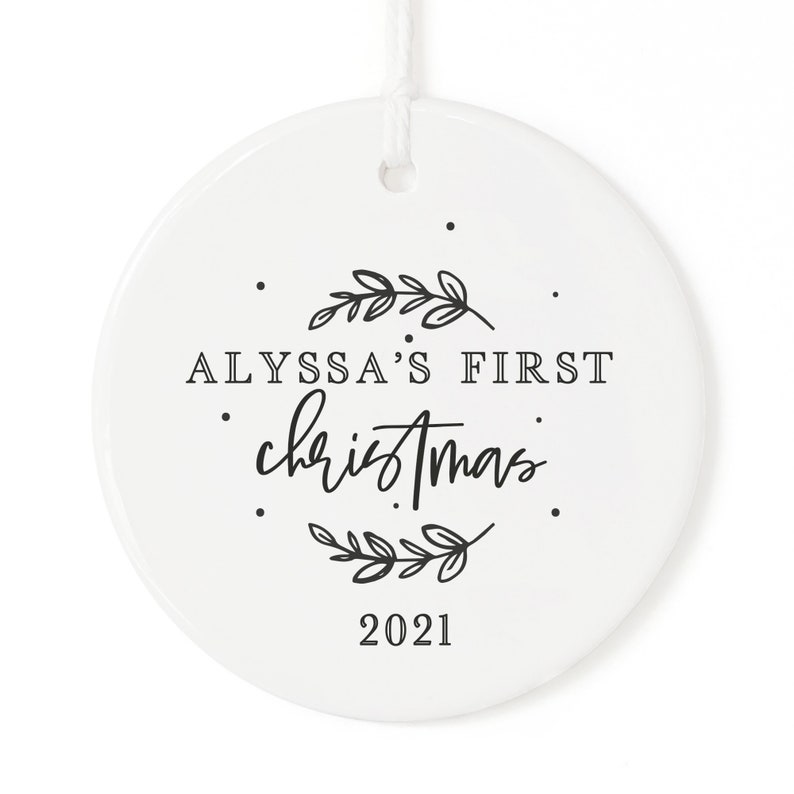 Personalized Baby's First Christmas And Year Ceramic Ornament Gift For Home Decoration Circle Heart Oval Star Shape