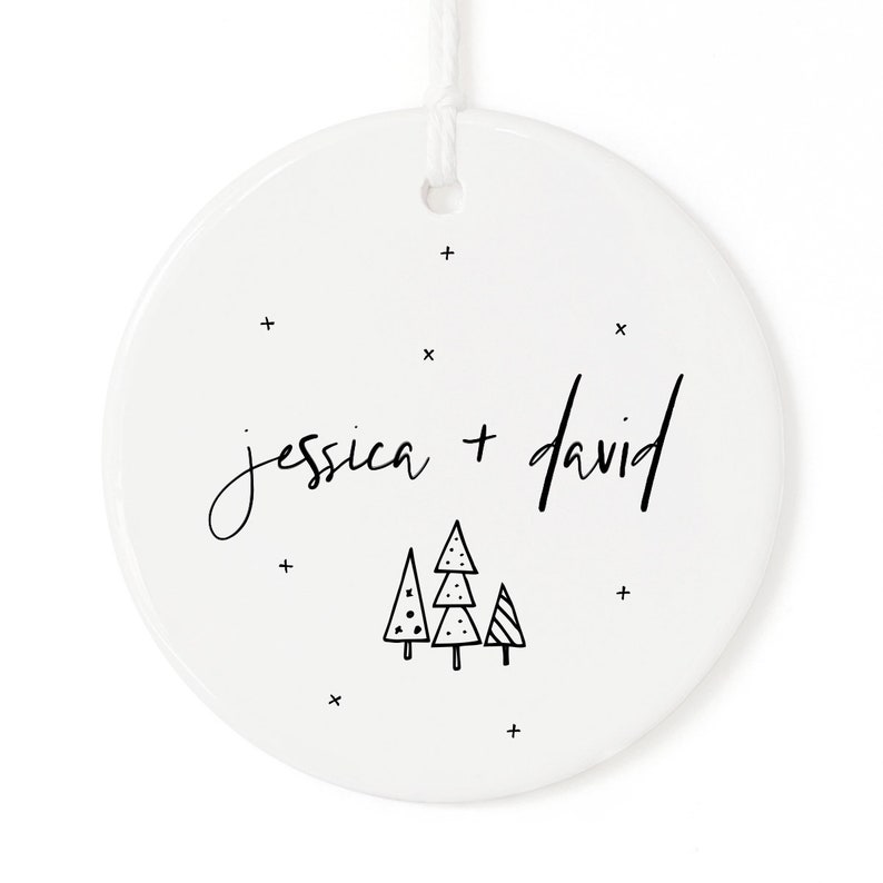 Personalized Couple Names Ceramic Ornament Gift For Home Decoration Circle Heart Oval Star Shape