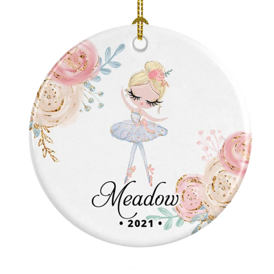 Personalized Girl Ballerina Ceramic Ornament Gift For Home Decoration Circle Heart Oval Star Shape