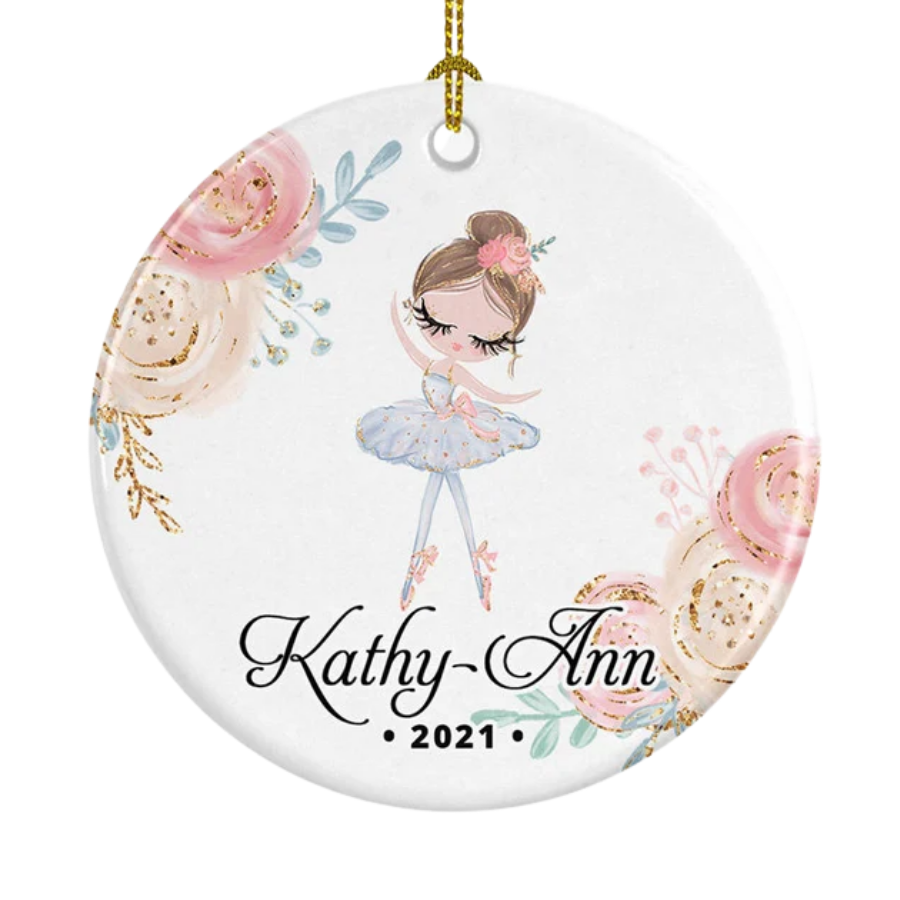 Personalized Girl Ballerina Ceramic Ornament Gift For Home Decoration Circle Heart Oval Star Shape
