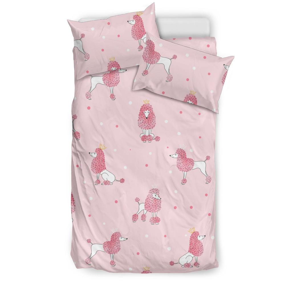 Poodle Dog Pink Color Theme Bedding Comforter Set