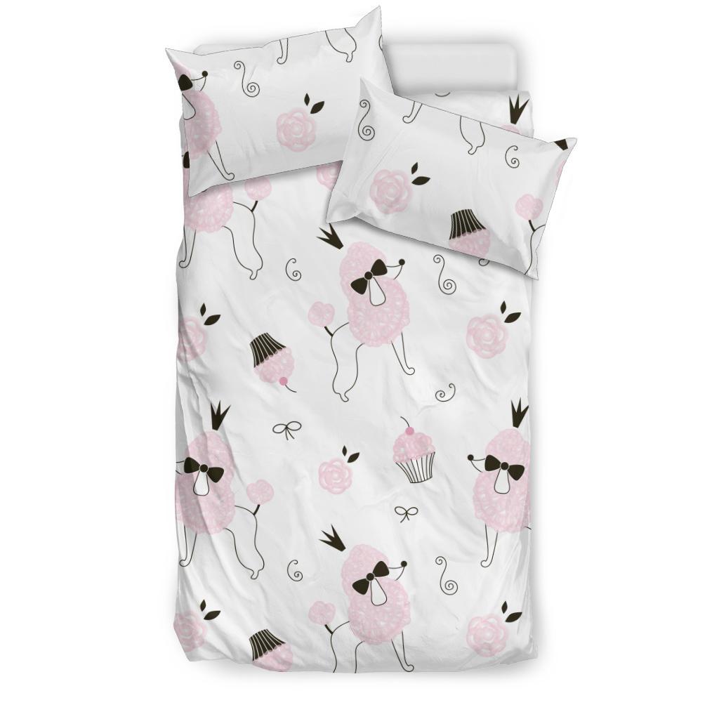 Poodle Dog Rose Cake Pattern Bedding Comforter Set.