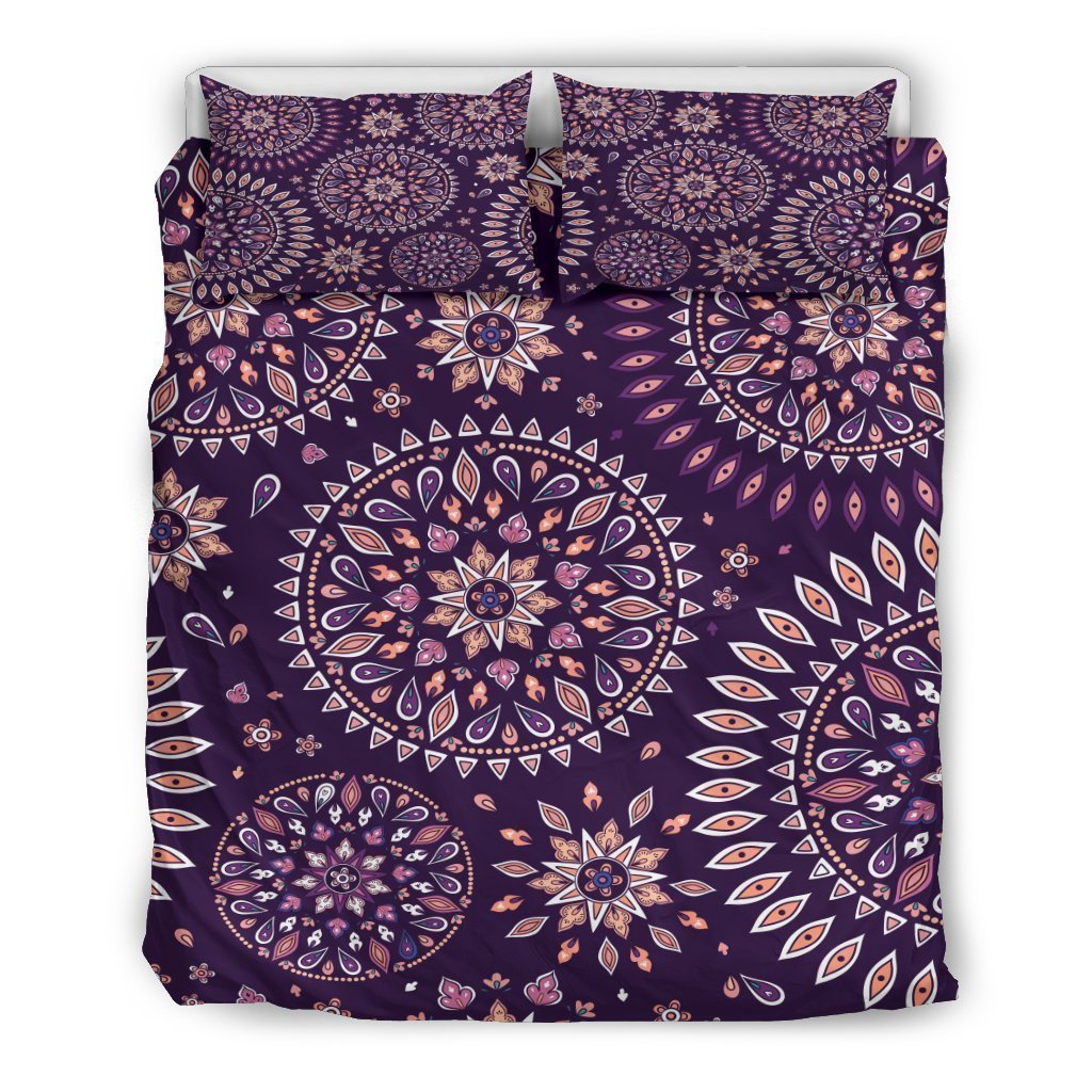 Purple Bohemian Mandala Pattern Bedding Comforter Set For Bedroom