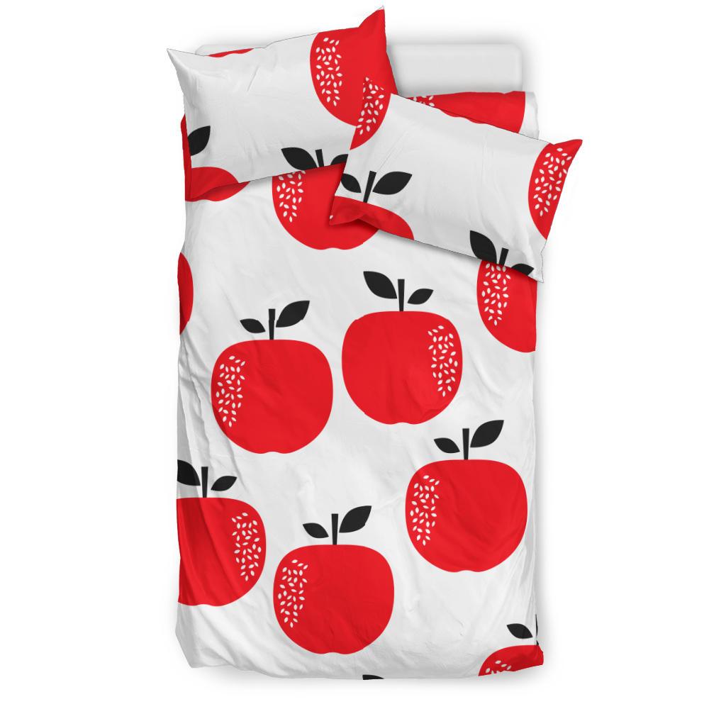 Red Apples White Background Bedding Comforter Set